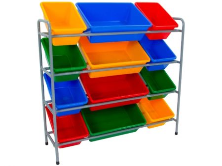 Organisateur de rangement en métal avec 12 bacs - Article #5608M Meilleure solution pour un rangement durable