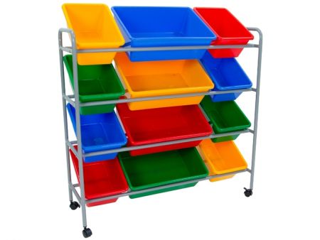 Anti-Rust Paint Metal Frame Storage Organizer with 8 Small Bins and 4 Large Bins