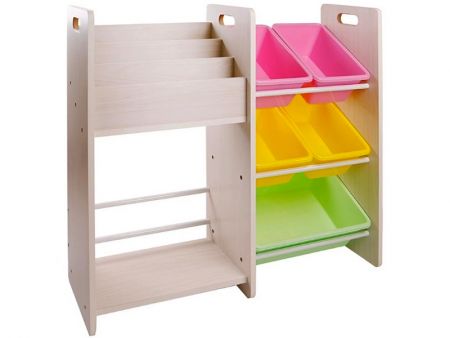 5 Bins MDF Book Rack & Storage Organizer - Item #5838 Best storage solution for kids' toys and books