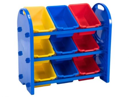 Plastic Kids Furniture Toys Storage Organizer With Movable 9 Small Bins