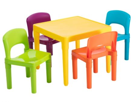 Kids Plastic 1 Table & 4 Chairs Set, 4 Colors - Item #7901F Best Table and Chair Set For Kids