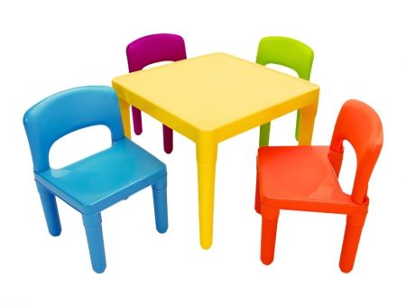 Durable Eco-Plastic PP Table and Chair Set For Kids, BPA Free, Kids Safe, One Table with 4 Chairs