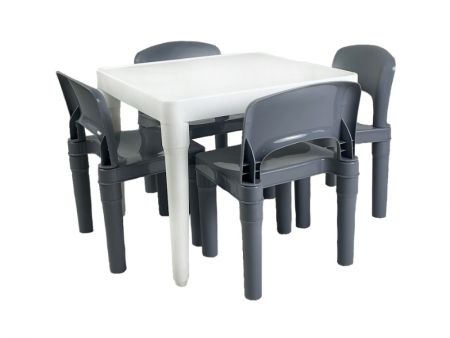 Conjunto de Mesa e Cadeiras para Crianças, Cor Cinza - Item #7901FWH Melhor Solução para Mesa e Cadeiras