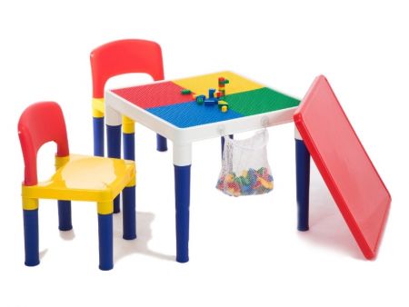 Table de jeu de blocs et ensemble de 2 chaises avec housse - Article #8601 Meilleure solution pour le jeu de blocs et l'apprentissage