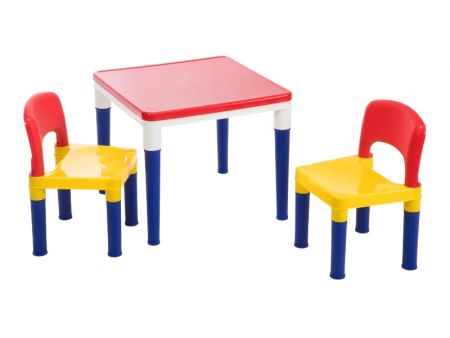 Kid Plastic PP Block Play Table and 2 Chair Set